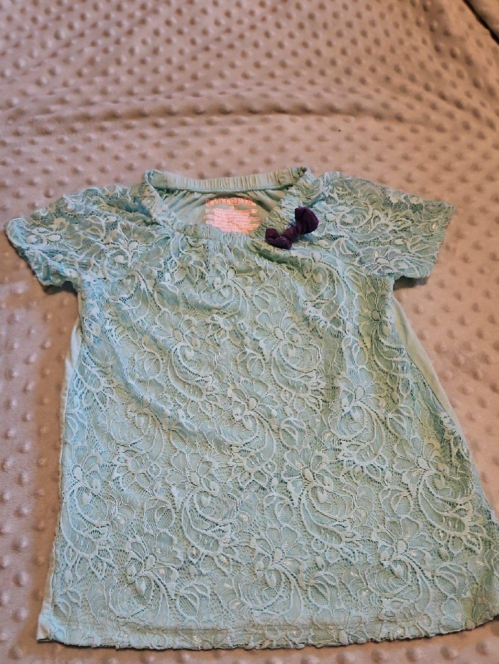 Lace Top with Purple Accent Bow